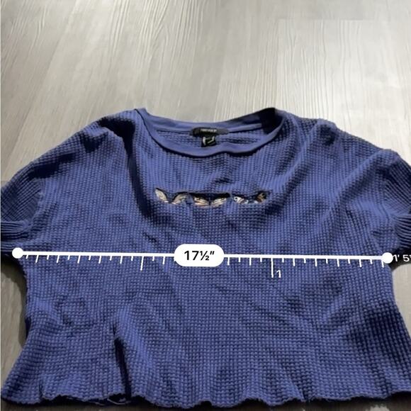 Forever 21 Purple Butterfly Waffle Knit‎ Butterfly Graphic Cropped Tee Sz S - Picture 8 of 9